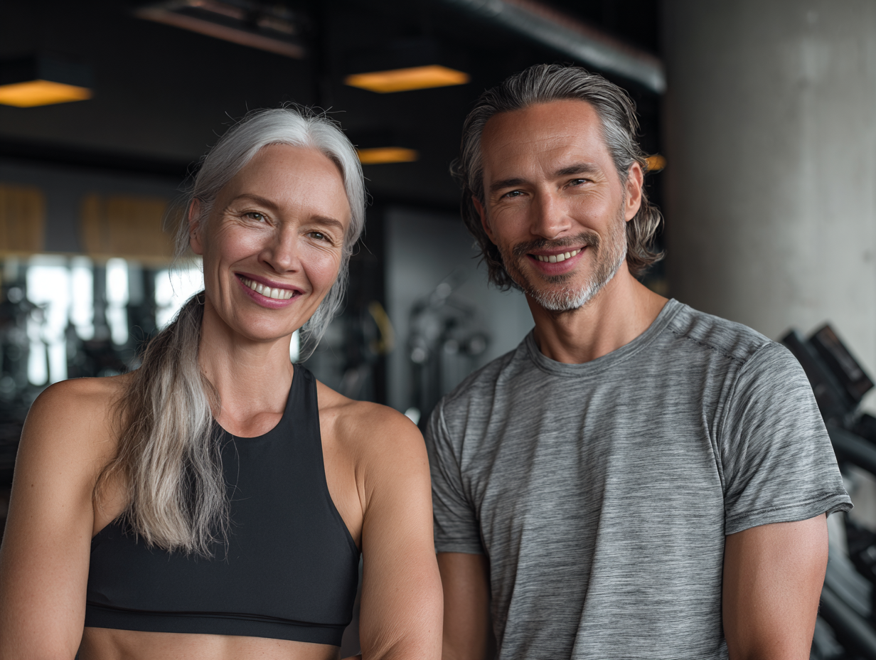 Spokojní klienti rôzneho veku po tréningu